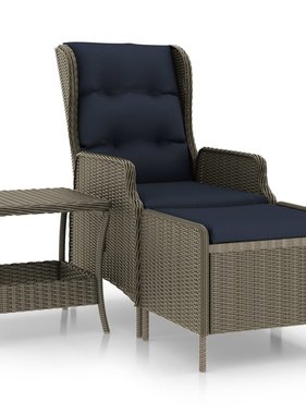 VidaXL 2-delige Loungeset met kussens poly rattan bruin
