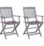 VidaXL Tuinstoelen 2 st inklapbaar met kussens massief acaciahout