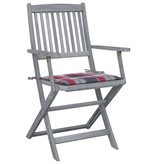 VidaXL Tuinstoelen 2 st inklapbaar met kussens massief acaciahout