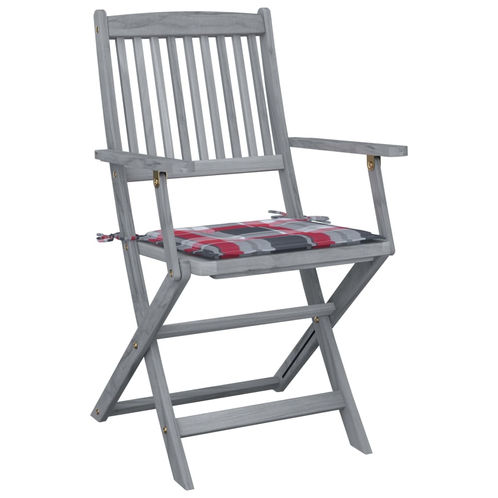 VidaXL Tuinstoelen 2 st inklapbaar met kussens massief acaciahout