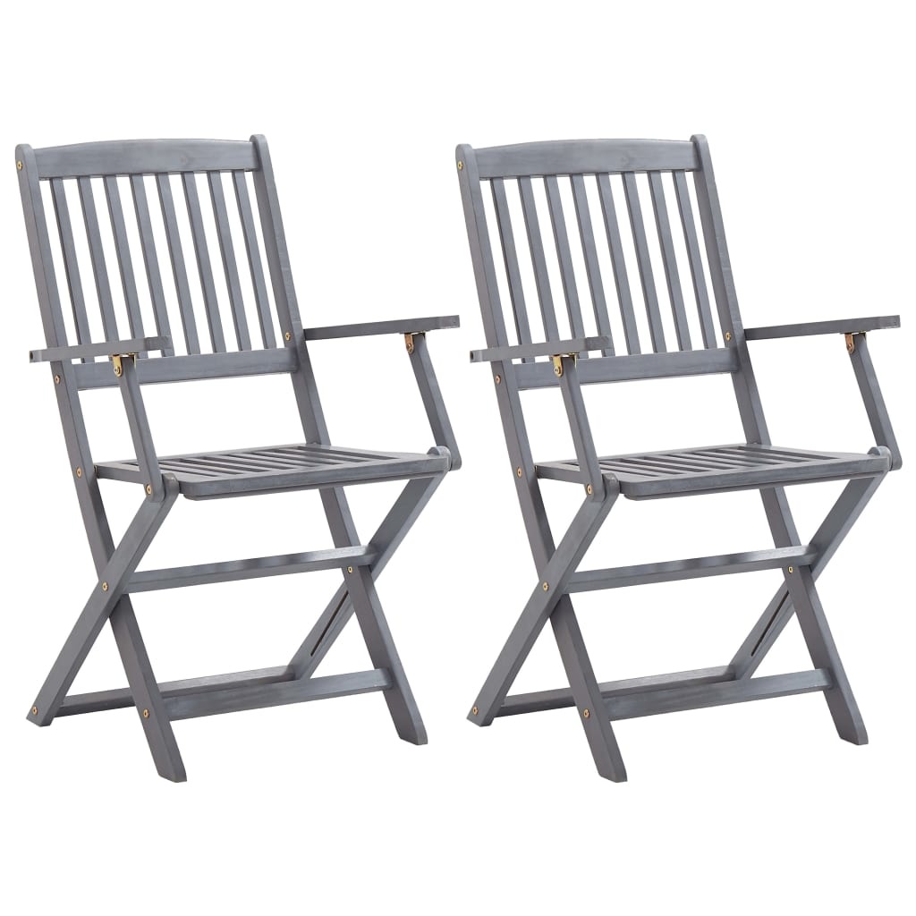 VidaXL Tuinstoelen 2 st inklapbaar met kussens massief acaciahout