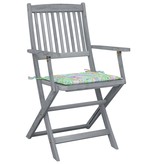 VidaXL Tuinstoelen 2 st inklapbaar met kussens massief acaciahout