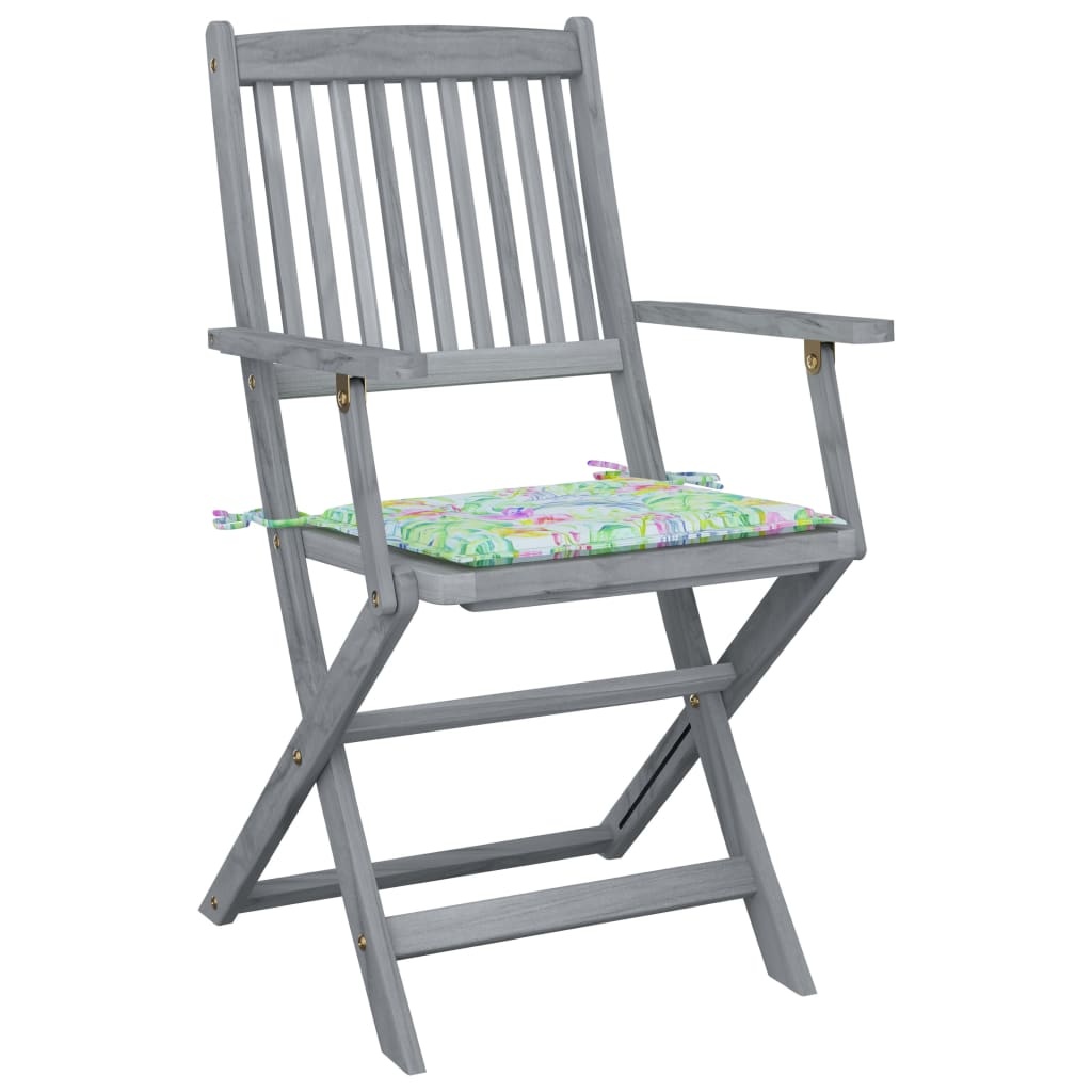VidaXL Tuinstoelen 2 st inklapbaar met kussens massief acaciahout