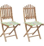 VidaXL Tuinstoelen 2 st inklapbaar met kussens bamboe