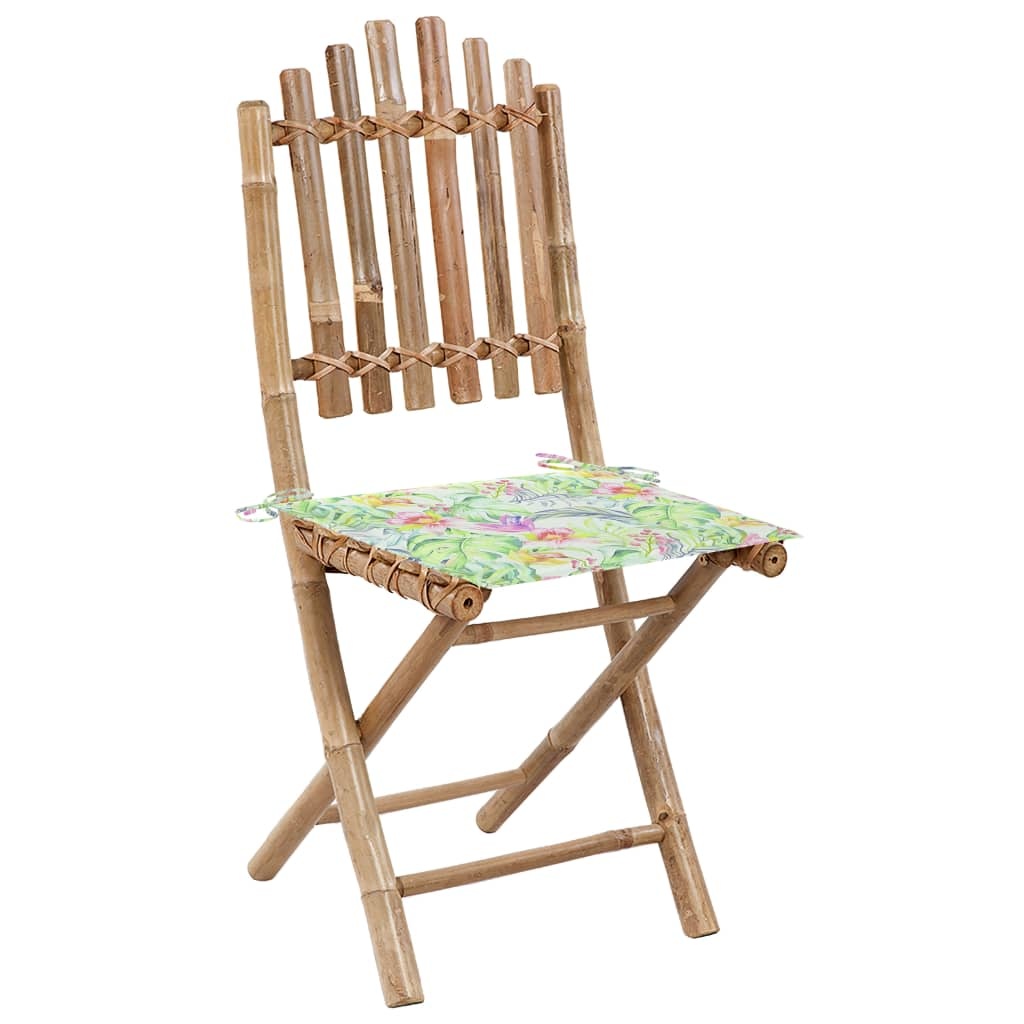 VidaXL Tuinstoelen 2 st inklapbaar met kussens bamboe