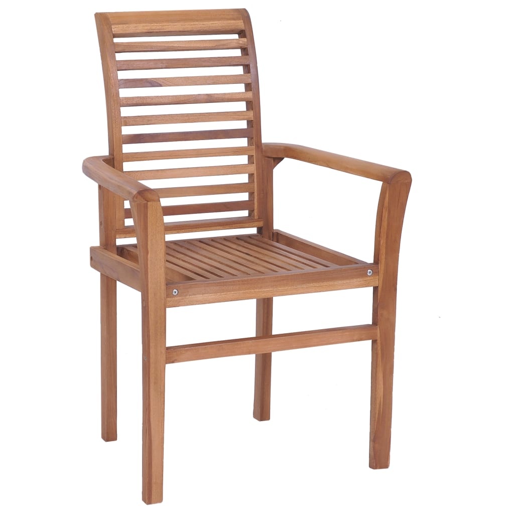 VidaXL Eetkamerstoelen 2 st met rood geruite kussens massief teakhout