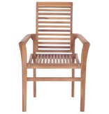 VidaXL Eetkamerstoelen 2 st met rood geruite kussens massief teakhout