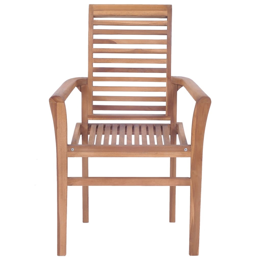 VidaXL Eetkamerstoelen 2 st met rood geruite kussens massief teakhout