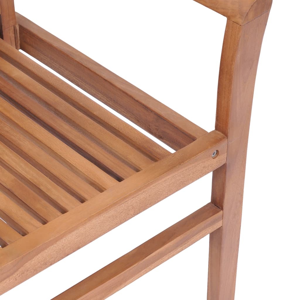 VidaXL Eetkamerstoelen 2 st met bladpatroon kussens massief teakhout