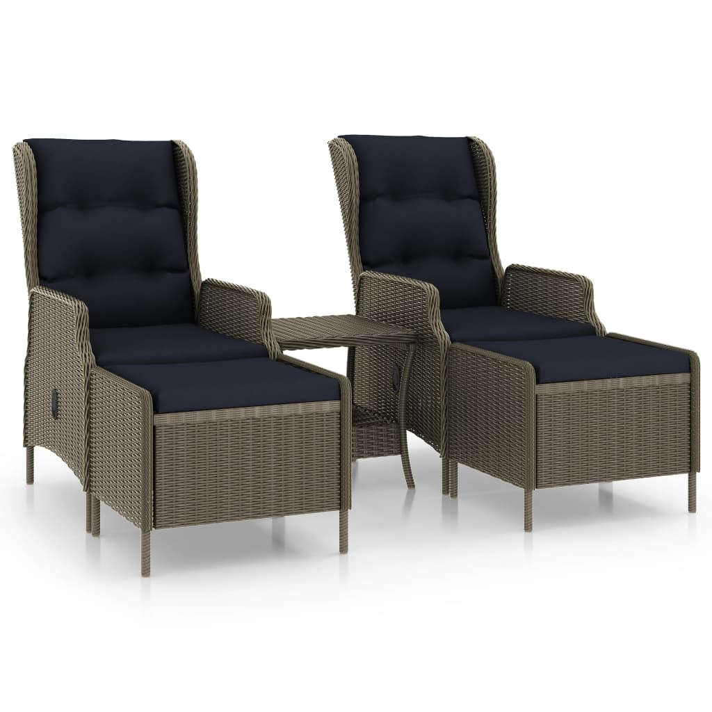 VidaXL 3-delige Loungeset met kussens poly rattan bruin