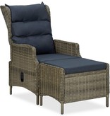 VidaXL 3-delige Loungeset met kussens poly rattan bruin