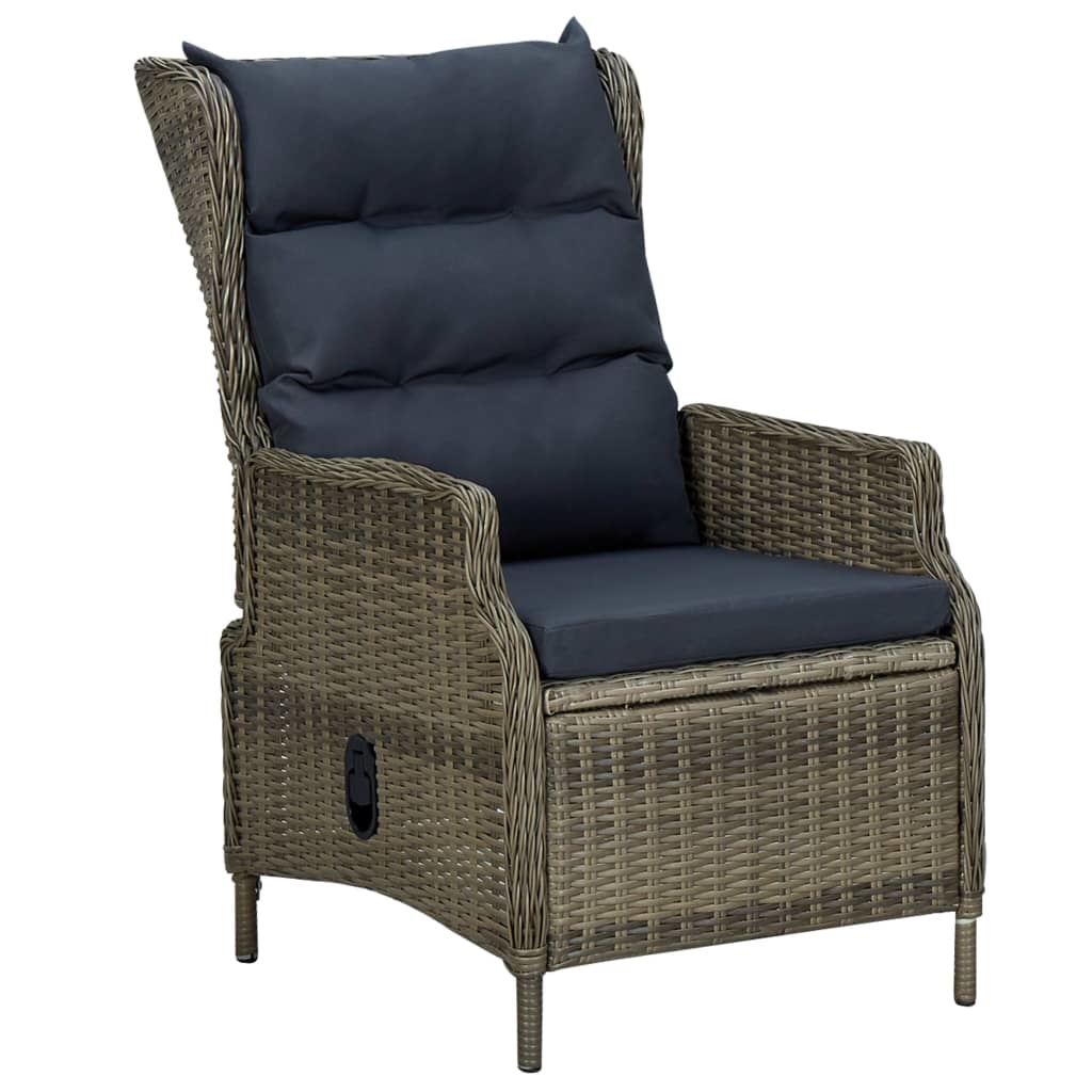 VidaXL 3-delige Loungeset met kussens poly rattan bruin