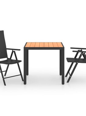 VidaXL 3-delige Tuinset zwart en bruin