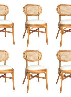 VidaXL Eetkamerstoelen 6 st linnen lichtbruin
