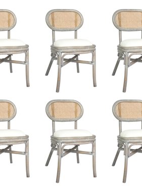 VidaXL Eetkamerstoelen 6 st linnen grijs