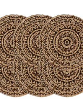 VidaXL Placemats 6 st rond 38 cm jute donkerbruin