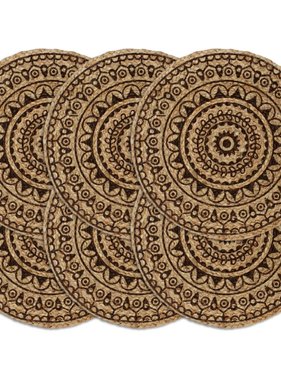 vidaXL Placemats 6 st rond 38 cm jute donkerbruin