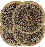 vidaXL Placemats 4 st rond 38 cm jute donkerblauw