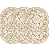 VidaXL Placemats 6 st rond 38 cm jute wit