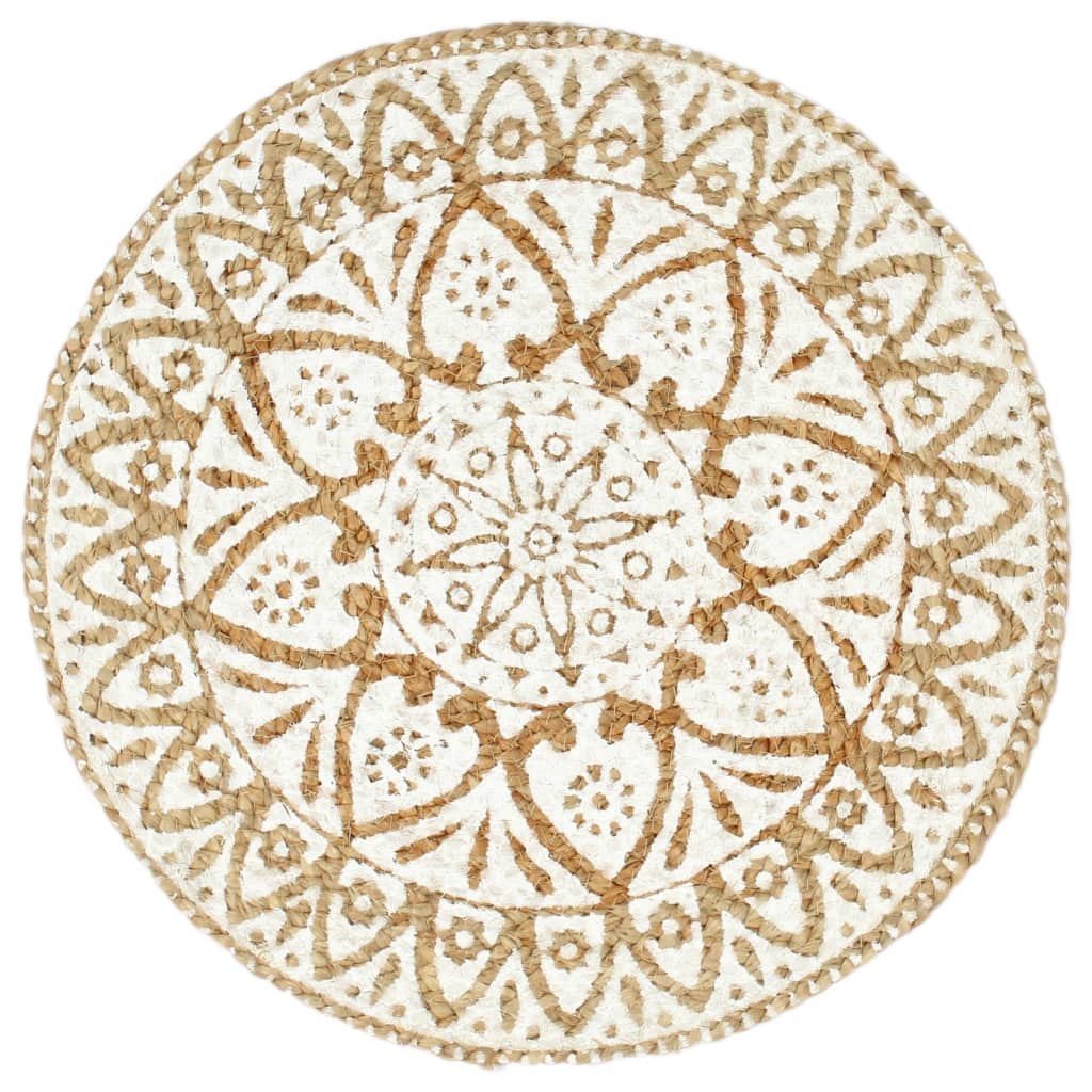 vidaXL Placemats 6 st rond 38 cm jute wit