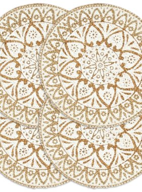 VidaXL Placemats 4 st rond 38 cm jute wit