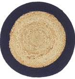 vidaXL Placemats 6 st 38 cm jute en katoen natuurlijk en marineblauw