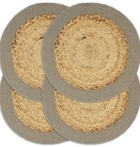 vidaXL Placemats 4 st 38 cm jute en katoen natuurlijk en grijs