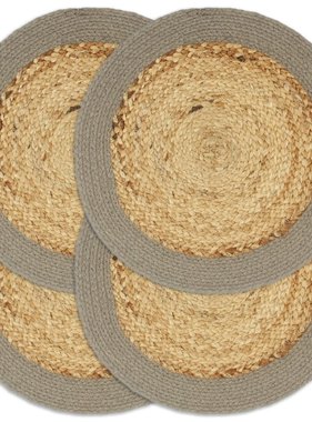 VidaXL Placemats 4 st 38 cm jute en katoen natuurlijk en grijs