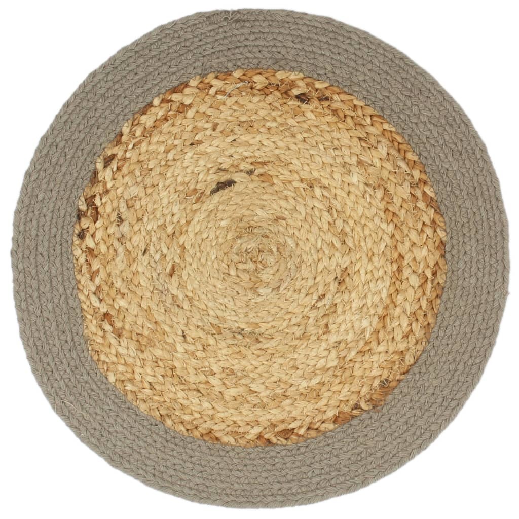 vidaXL Placemats 4 st 38 cm jute en katoen natuurlijk en grijs