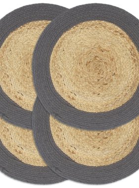 VidaXL Placemats 4 st 38 cm jute en katoen natuurlijk en antraciet
