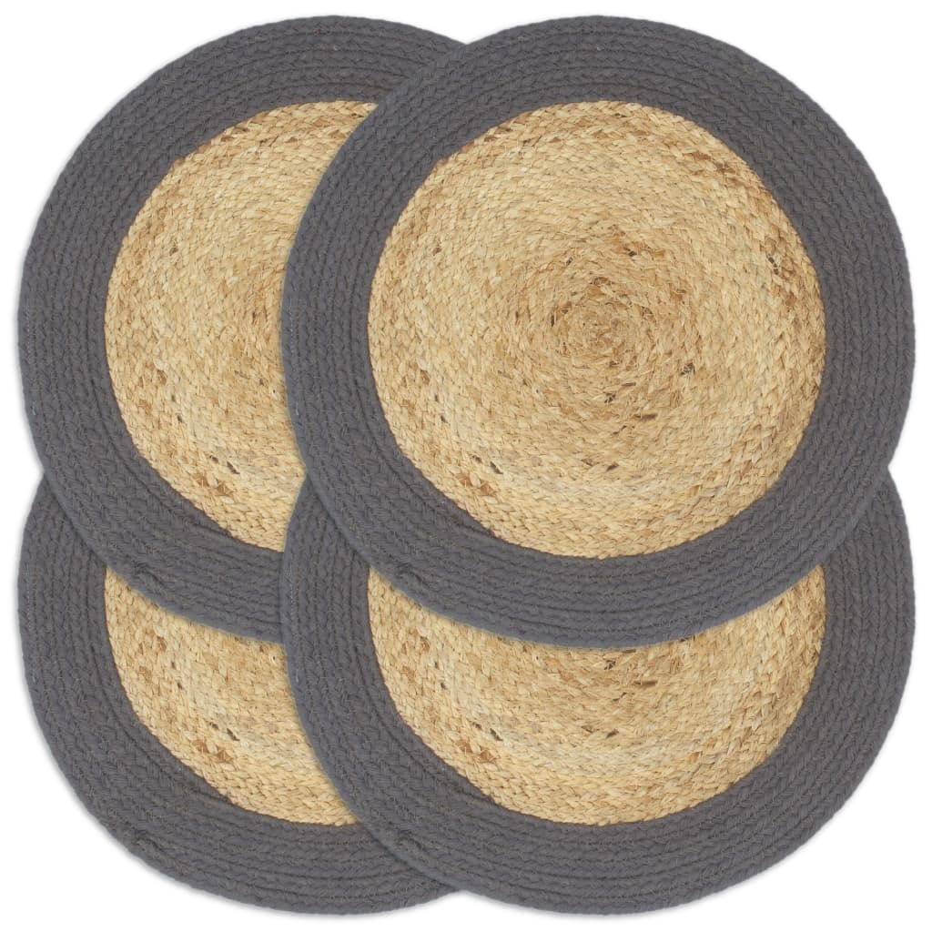 vidaXL Placemats 4 st 38 cm jute en katoen natuurlijk en antraciet