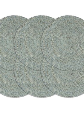 VidaXL Placemats 6 st rond 38 cm jute olijfgroen