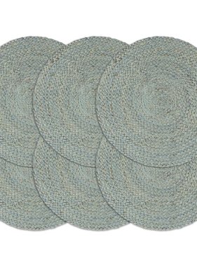 vidaXL Placemats 6 st rond 38 cm jute olijfgroen