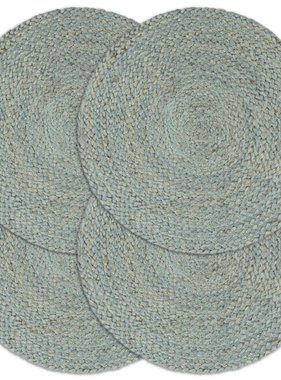 vidaXL Placemats 4 st rond 38 cm jute olijfgroen