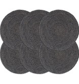 vidaXL Placemats 6 st rond 38 cm jute donkergrijs