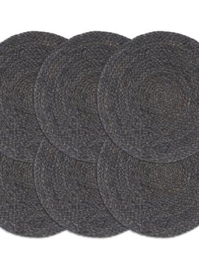 vidaXL Placemats 6 st rond 38 cm jute donkergrijs