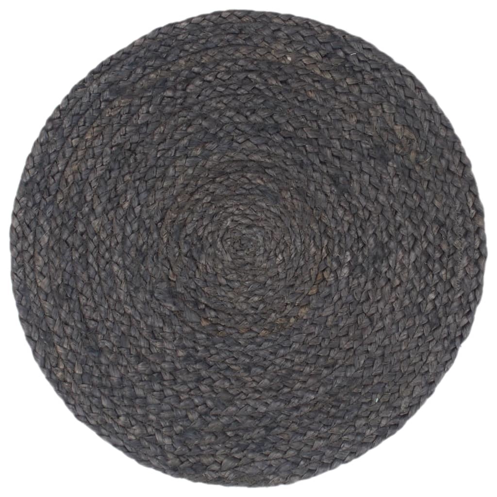 VidaXL Placemats 6 st rond 38 cm jute donkergrijs