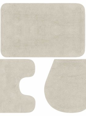 VidaXL Badmattenset stof wit 3-delig