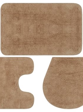 VidaXL Badmattenset stof beige 3-delig