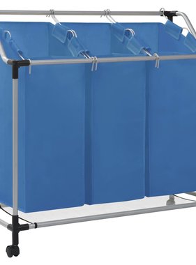 VidaXL Wassorteerder met 3 zakken staal blauw