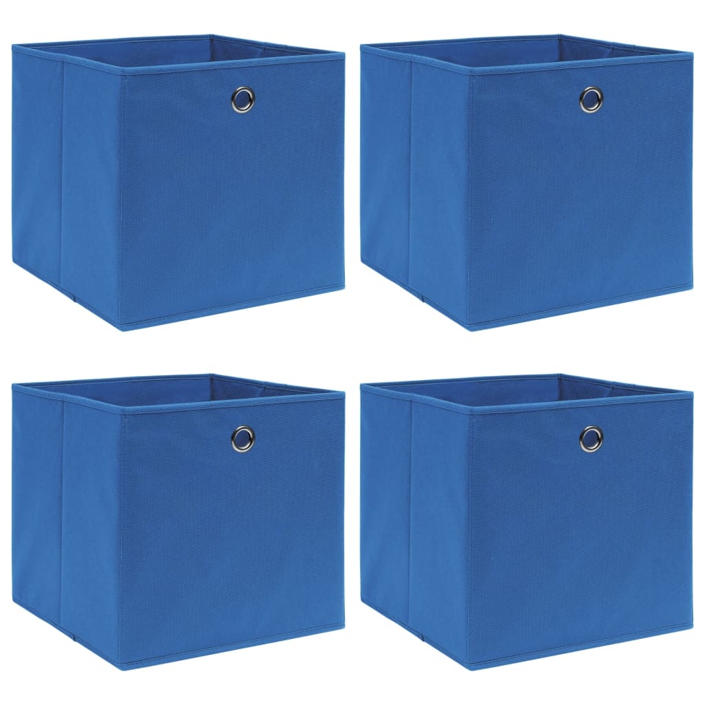 VidaXL Opbergboxen 4 st 32x32x32 cm stof blauw