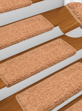 VidaXL Tapijt traptreden 15 st 65x25 cm bruin