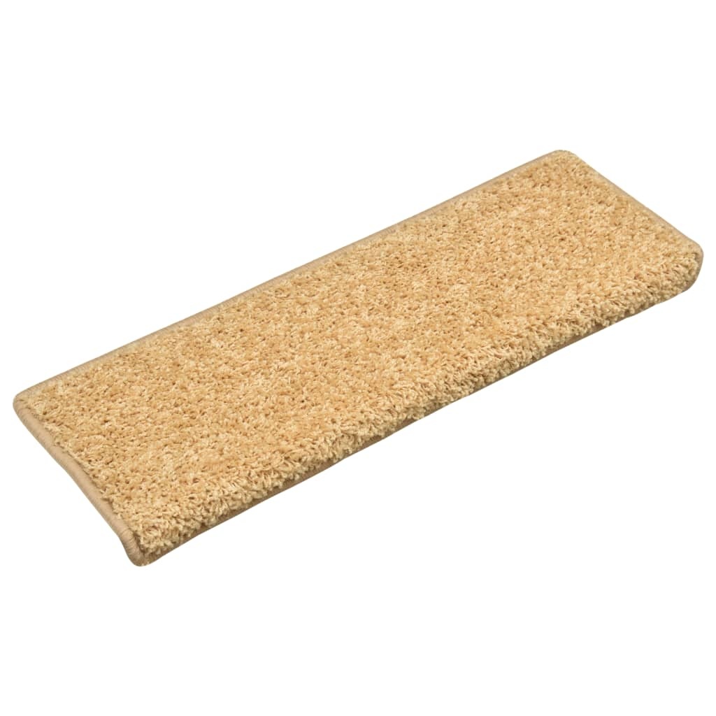 VidaXL Tapijt traptreden 15 st 65x25 cm beige
