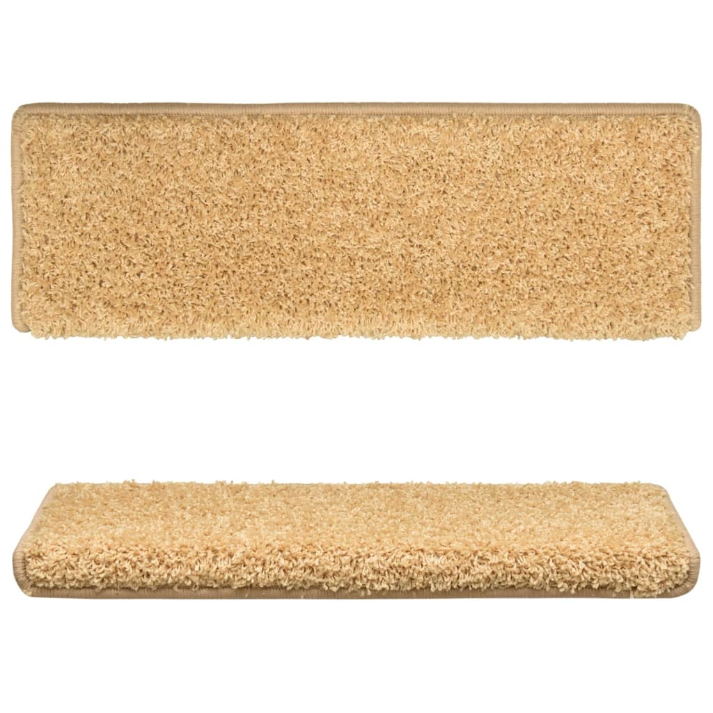 VidaXL Tapijt traptreden 15 st 65x25 cm beige