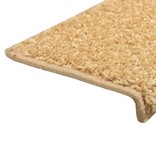 VidaXL Tapijt traptreden 15 st 65x25 cm beige