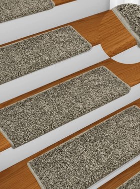 VidaXL Tapijt traptreden 15 st 65x25 cm grijs