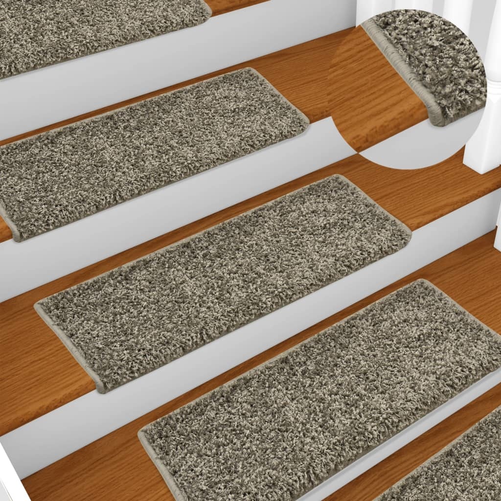 VidaXL Tapijt traptreden 15 st 65x25 cm grijs