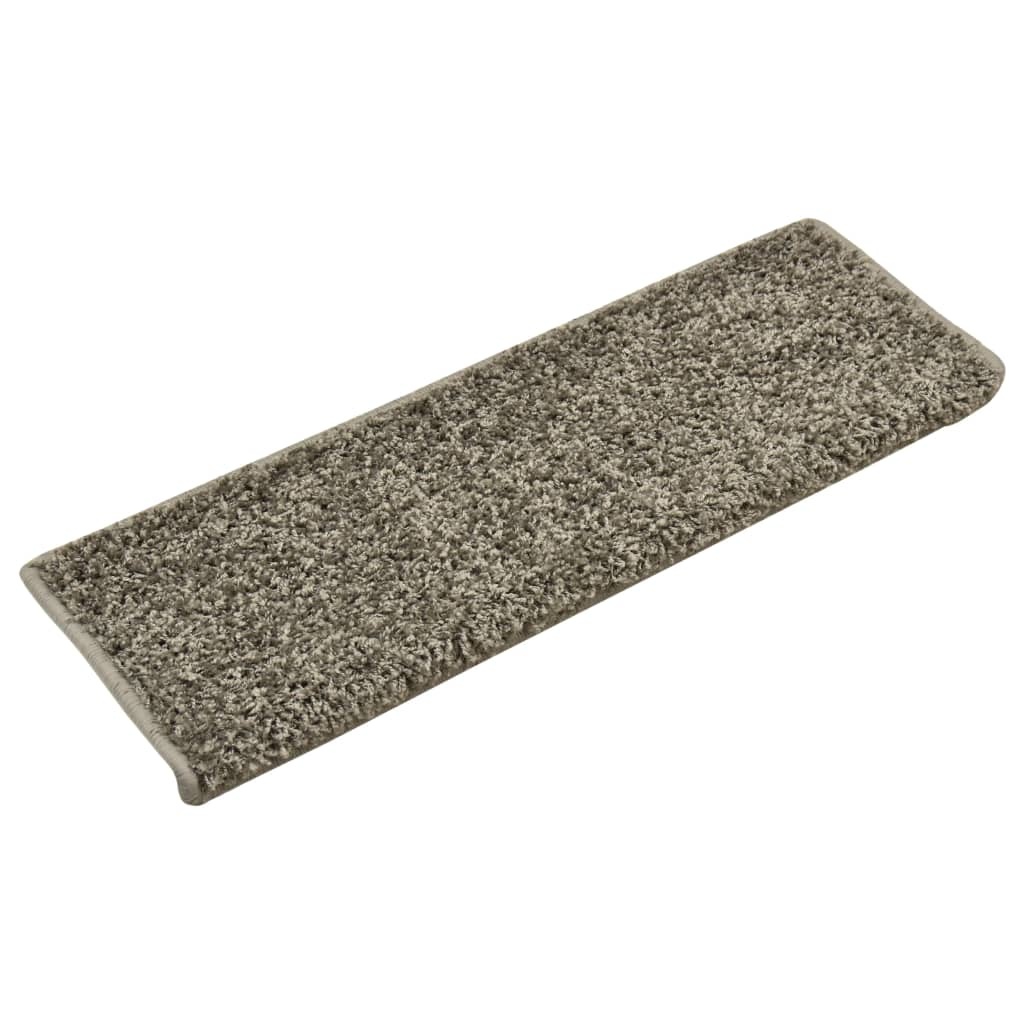 VidaXL Tapijt traptreden 15 st 65x25 cm grijs
