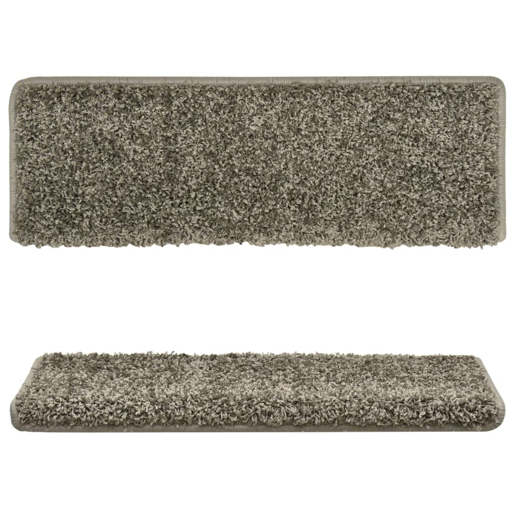 VidaXL Tapijt traptreden 15 st 65x25 cm grijs