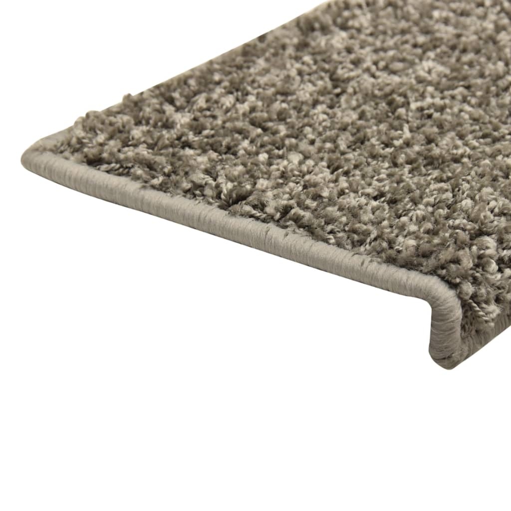 VidaXL Tapijt traptreden 15 st 65x25 cm grijs